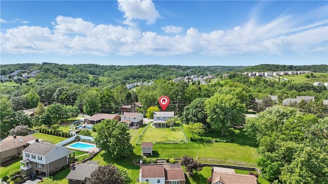 413 Stilley Rd, Jefferson Hills, PA 15025 - aerial perspective of suburban area with a forest and a pool area