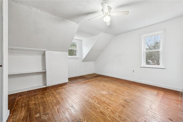 316 Dutchman Run Rd, Lower Burrell, PA 15068 - bonus room with healthy amount of natural light, hardwood / wood-style floors, vaulted ceiling, ceiling fan, and baseboards