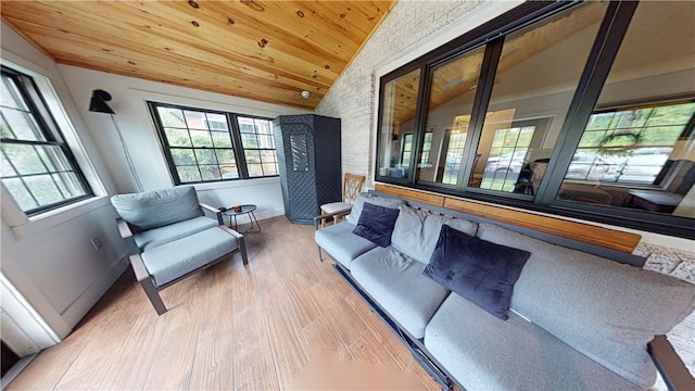 2819 Glenmore, Dormont, PA 15216 - living area with lofted ceiling, wooden ceiling, wood finished floors, and baseboards