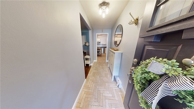 2819 Glenmore, Dormont, PA 15216 - corridor featuring baseboards and brick floors