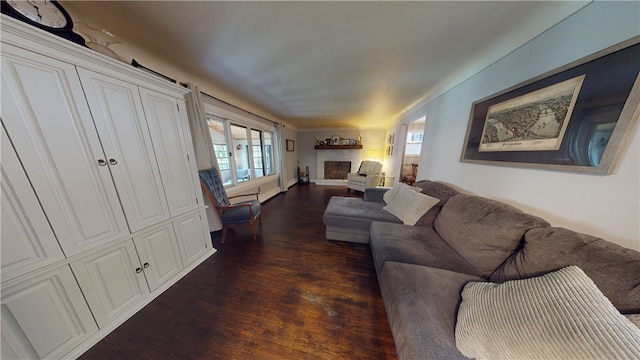 2819 Glenmore, Dormont, PA 15216 - living area featuring dark wood finished floors, plenty of natural light, and a fireplace