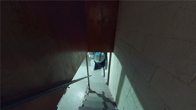2819 Glenmore, Dormont, PA 15216 - staircase with concrete block wall