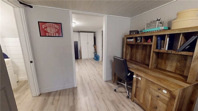 2819 Glenmore, Dormont, PA 15216 - office space with light wood-type flooring, baseboards, and wooden ceiling