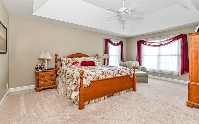 3124 Canterbury Dr, Hampton, PA 15101 - bedroom with carpet flooring, baseboards, a ceiling fan, and a tray ceiling