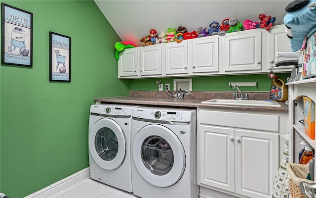3124 Canterbury Dr, Hampton, PA 15101 - laundry room with washer and clothes dryer, cabinet space, and baseboards