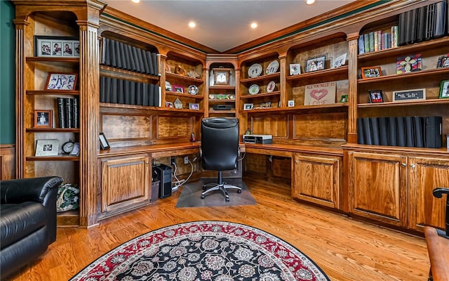 3124 Canterbury Dr, Hampton, PA 15101 - office with built in desk, light wood-style floors, and recessed lighting