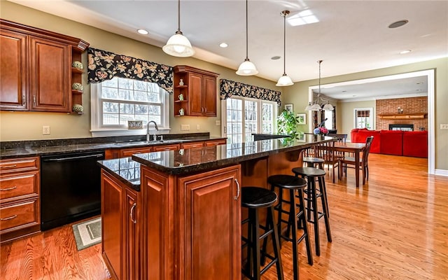3124 Canterbury Dr, Hampton, PA 15101 - kitchen featuring dishwasher, open shelves, light wood-style floors, plenty of natural light, and recessed lighting