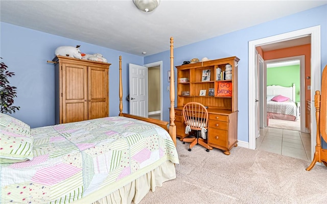 3124 Canterbury Dr, Hampton, PA 15101 - bedroom featuring light colored carpet, light tile patterned flooring, and baseboards