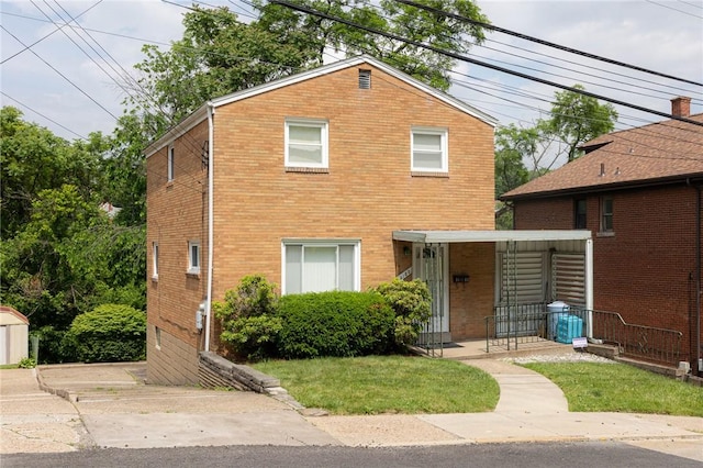 3183 Glendale Ave, Brentwood, PA 15227 - view of front of property with brick siding, a porch, and a front lawn