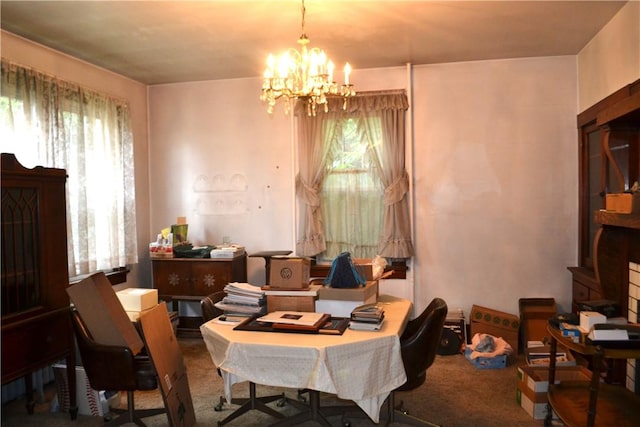 117 Grant Ave, Shaler, PA 15223 - dining room with a chandelier, carpet, and plenty of natural light