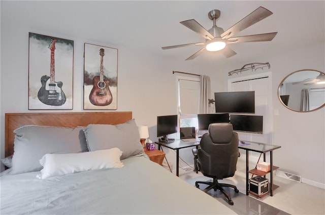 2971 Acre Rd, Scott Twp Law, PA 16101 - bedroom with an office area, baseboards, and a ceiling fan