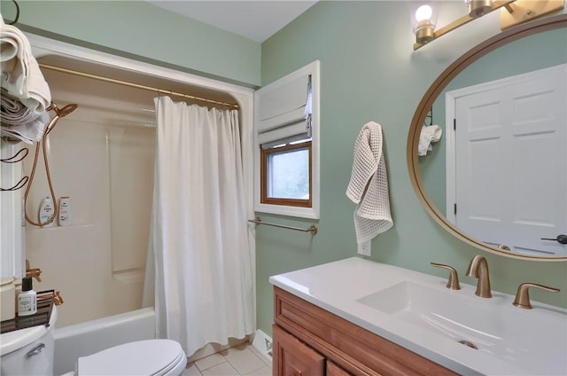 2971 Acre Rd, Scott Twp Law, PA 16101 - bathroom with toilet, vanity, tile patterned flooring, and shower / bath combo
