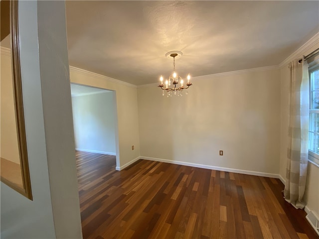 728 Heathergate, Indiana Twp Nal, PA 15238 - unfurnished room featuring a chandelier, dark wood-style floors, baseboards, and ornamental molding