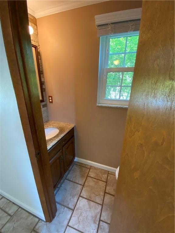 728 Heathergate, Indiana Twp Nal, PA 15238 - bathroom featuring ornamental molding, vanity, and baseboards