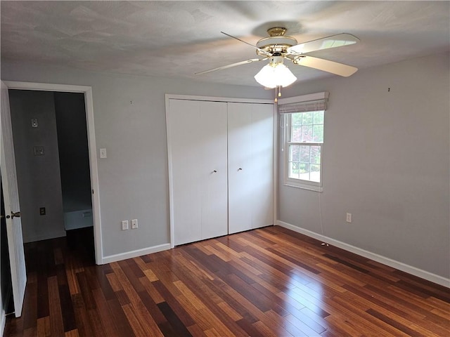 728 Heathergate, Indiana Twp Nal, PA 15238 - unfurnished bedroom featuring wood finished floors, baseboards, a closet, and a ceiling fan
