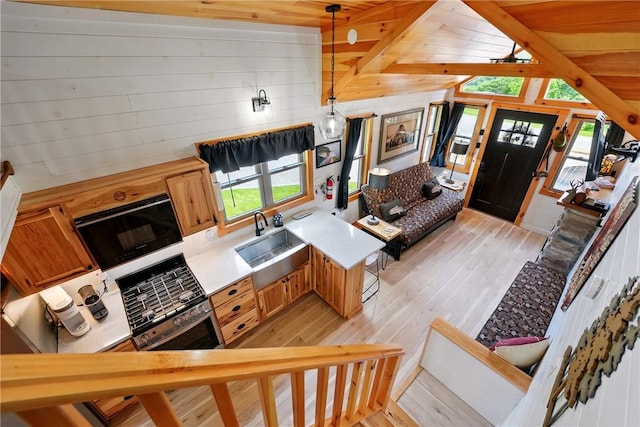 319 Ferry Ln, North-Other Area, PA 16370 - living area featuring light wood finished floors and wood ceiling