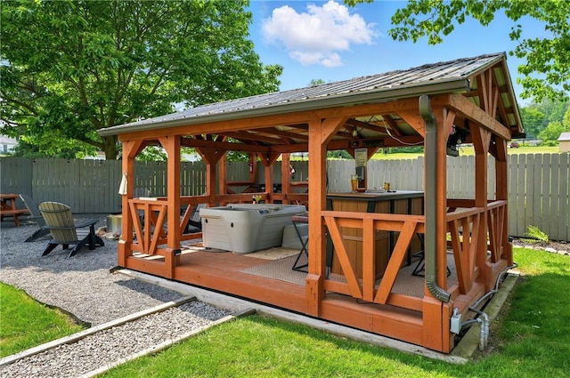 319 Ferry Ln, North-Other Area, PA 16370 - wooden deck with a gazebo and a fenced backyard