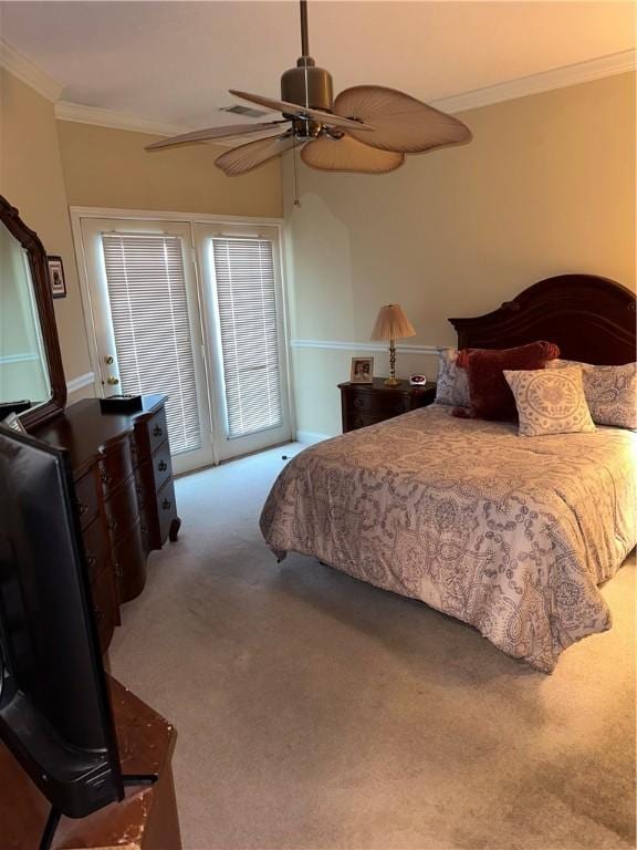 234 Adams Pointe Blvd Unit 10, Adams Twp, PA 16046 - bedroom with ornamental molding, carpet floors, access to outside, and ceiling fan