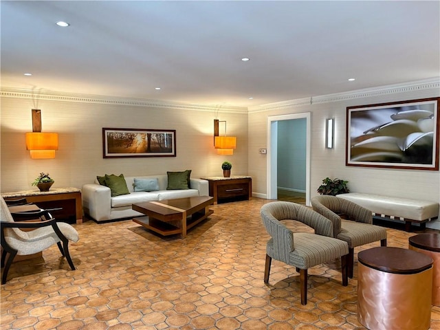 220 N Dithridge Unit 907, Oakland, PA 15213 - living area featuring ornamental molding and recessed lighting