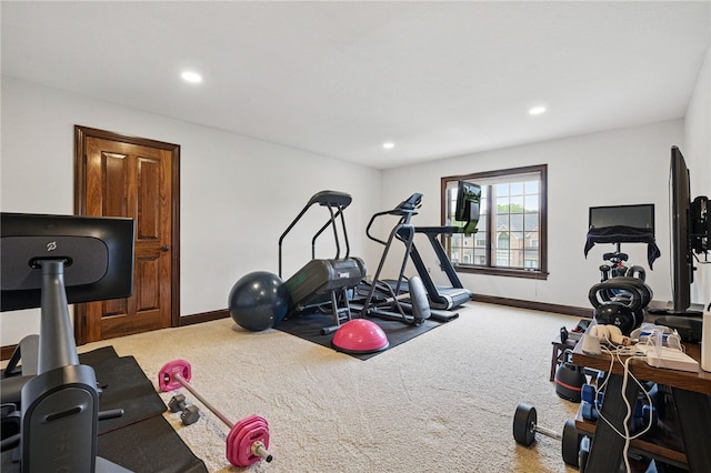 527 Salem Heights Dr, Pine Twp Nal, PA 15044 - exercise area with carpet, baseboards, and recessed lighting