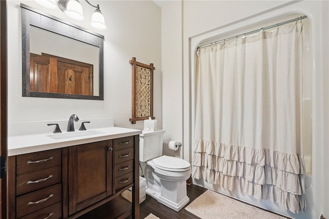 527 Salem Heights Dr, Pine Twp Nal, PA 15044 - full bathroom with vanity, wood finished floors, toilet, and shower / bath combination with curtain