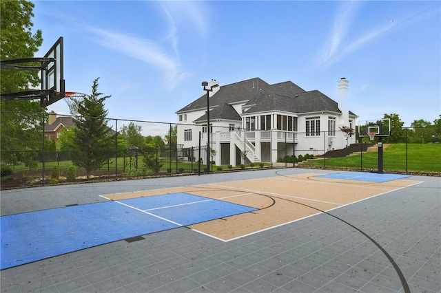 527 Salem Heights Dr, Pine Twp Nal, PA 15044 - view of basketball court featuring basketball hoop and stairway
