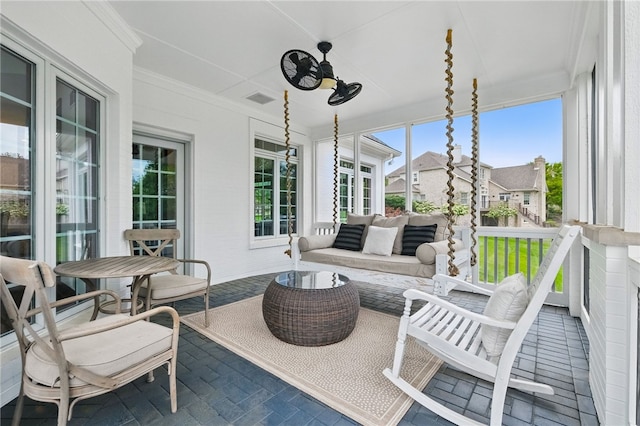 527 Salem Heights Dr, Pine Twp Nal, PA 15044 - sunroom featuring a ceiling fan and an outdoor living space