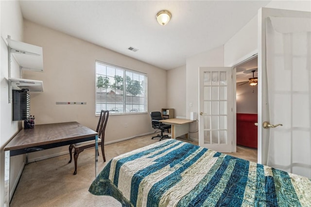 300 Hidden Ridge Ct Unit 203, South Park, PA 15129 - bedroom with french doors, light carpet, lofted ceiling, an office area, and baseboards