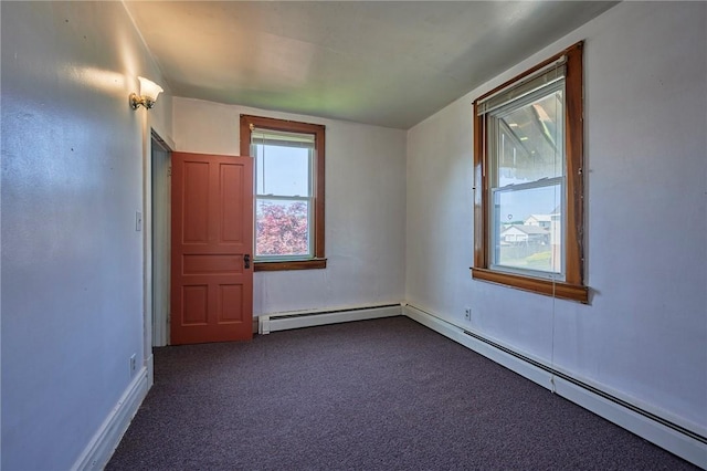320 Garfield St, W Kittanning Boro, PA 16201 - spare room with dark colored carpet, a baseboard heating unit, and baseboards