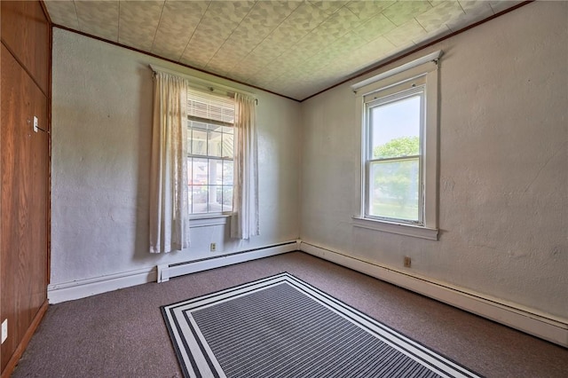 320 Garfield St, W Kittanning Boro, PA 16201 - carpeted spare room featuring a baseboard heating unit and crown molding