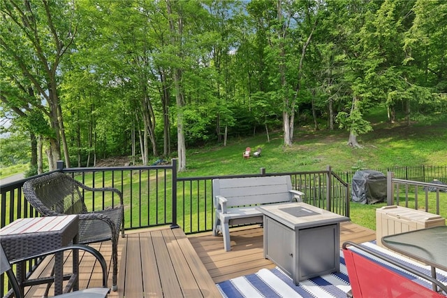 452 Clark Hollow Rd, Fairfield Twp, PA 15944 - wooden deck featuring a grill