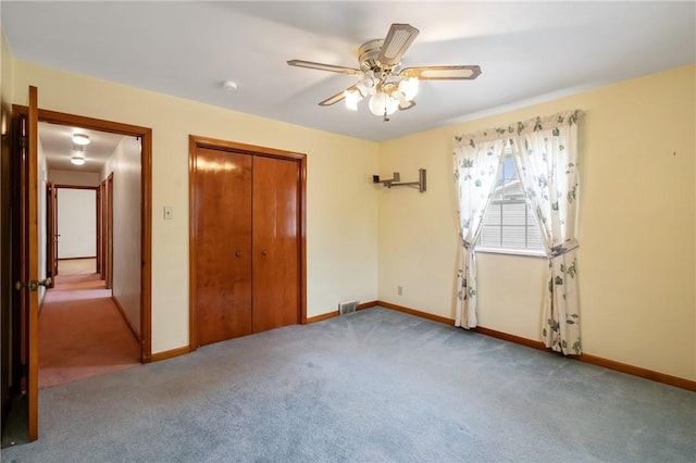 420 N St, Springdale Boro, PA 15144 - unfurnished bedroom featuring a closet, carpet, baseboards, and ceiling fan