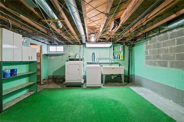 420 N St, Springdale Boro, PA 15144 - basement featuring washing machine and clothes dryer and a sink