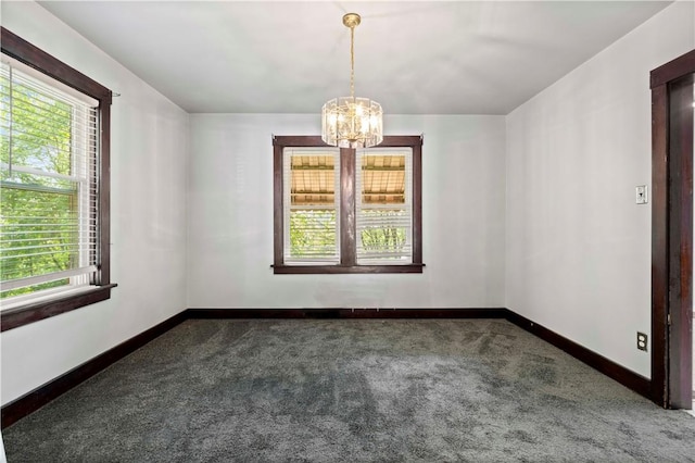 2715 Merwyn Ave, Sheraden, PA 15204 - carpeted empty room with plenty of natural light, a chandelier, and baseboards