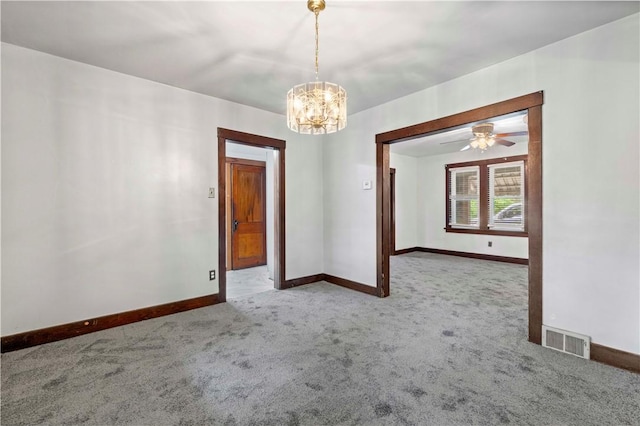 2715 Merwyn Ave, Sheraden, PA 15204 - unfurnished room with carpet, baseboards, and a chandelier