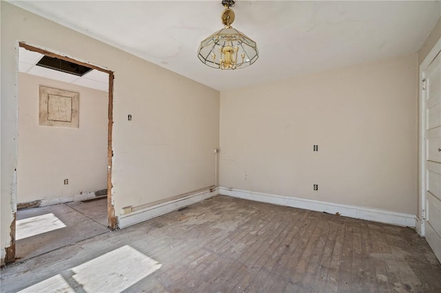 1339 Romanhoff St, Spring Hill, PA 15212 - unfurnished dining area with wood-type flooring and a chandelier