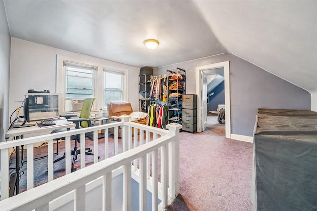 3722 Millerton Ave, Brighton Heights, PA 15212 - carpeted bedroom featuring vaulted ceiling, an office area, cooling unit, and baseboards