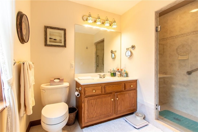 101 Timber Ct, Franklin Twp But, PA 16052 - full bathroom featuring toilet, a stall shower, vanity, and tile patterned flooring