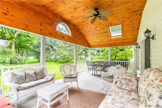 101 Timber Ct, Franklin Twp But, PA 16052 - view of patio featuring outdoor lounge area, outdoor dining area, a wooden deck, and ceiling fan