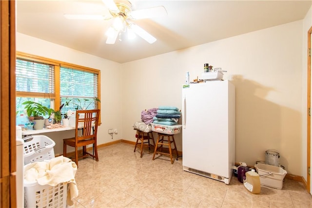 287 Hungarian Rd, Slippery Rock Twp But, PA 16057 - home office with ceiling fan and light tile patterned flooring