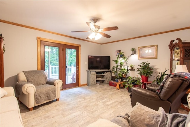 287 Hungarian Rd, Slippery Rock Twp But, PA 16057 - living area featuring ceiling fan, light wood finished floors, and crown molding