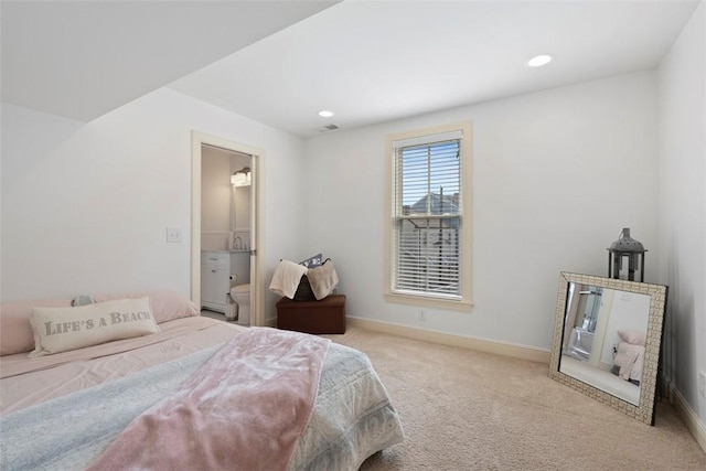 2700 Sumner St, South Side, PA 15203 - bedroom featuring carpet floors, baseboards, recessed lighting, and ensuite bathroom