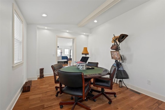 2700 Sumner St, South Side, PA 15203 - dining area with wood finished floors, a desk, recessed lighting, and baseboards