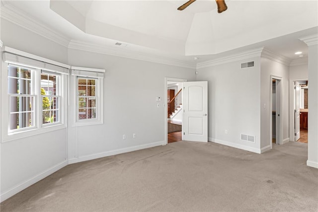 219 Fuji Dr, North Strabane, PA 15317 - unfurnished bedroom featuring light carpet, a walk in closet, crown molding, baseboards, and connected bathroom