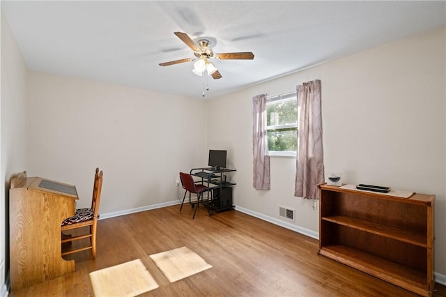 152 N Jamestown Rd, Moon/Crescent Twp, PA 15108 - home office with wood finished floors and ceiling fan