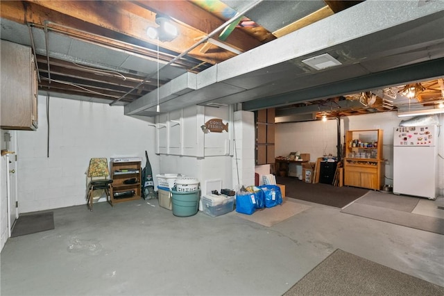 152 N Jamestown Rd, Moon/Crescent Twp, PA 15108 - unfinished below grade area featuring freestanding refrigerator and concrete block wall