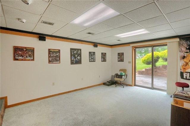 199 Rustic Dr, North Huntingdon, PA 15642 - living area featuring carpet, baseboards, and a drop ceiling