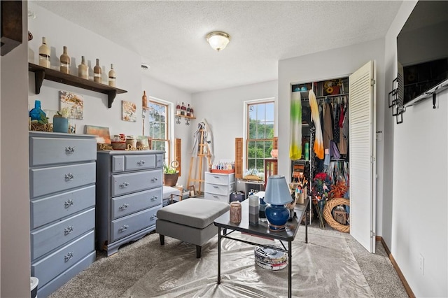 104 Overholt Dr, Scottdale, PA 15683 - bedroom with carpet flooring, a closet, a textured ceiling, and baseboards
