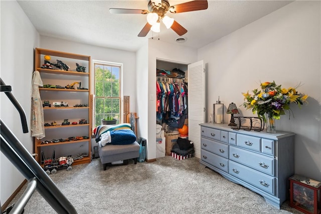 104 Overholt Dr, Scottdale, PA 15683 - bedroom featuring carpet, a ceiling fan, and a closet