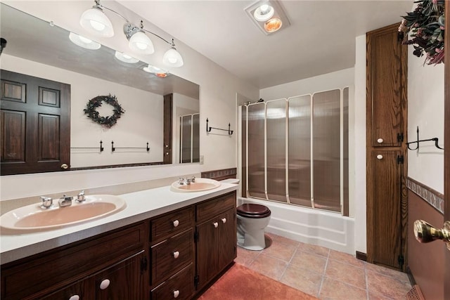 1199 Chestnut St, Indiana Boro Ind, PA 15701 - full bath with bath / shower combo with glass door, double vanity, toilet, and tile patterned floors